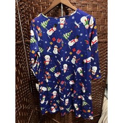 AGB Dress Womens Medium Blue Snowman Christmas Holiday 3/4 Sleeve