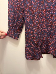 Parker Floral Silk Mini Dress Long Sleeve V-Neck High-Low Ruffle Hem Women&rsquo;s L
