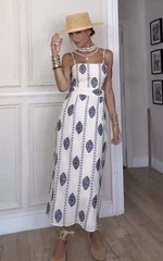 ZARA 2026 COTTON BLEND CUT OUT EMBROIDERED MIDI ECRU BLUE DRESS sz S
