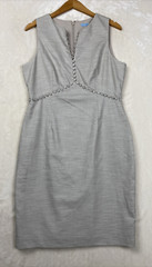Antonio Melani Dress Womens 10 Beige Sheath Minimalist Empire Waist Office Caree