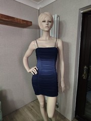 Pink Vanilla womens navy ombre ruched strappy mini dress size 10