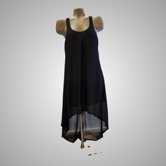 Lucca Couture High Low Dress Womens Medium Black Chiffon Excellent Racerback