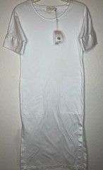 Tory Burch White Long Dress Solid No Pattern Short Sleeve Casual Elegant