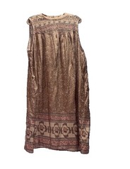 Davi & Dani Brown/Pink Floral Shift Dress Round Neck Sleeveless Pockets 3XL