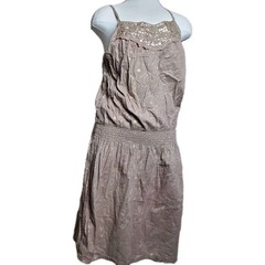 Old Navy Women&rsquo;s Size Small Brown Gold Smocked Waist Strappy Lined Summer Dress