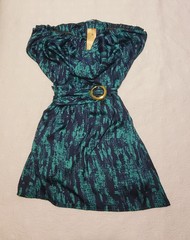 Moonlight Womens Dress Green And Blue Size Medium New With Tags Pockets And Belt