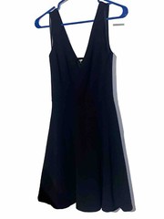 Women’s Black Cocktail Low Cut V-Neck Mini Dress Sz Small – Med Party Length EUC