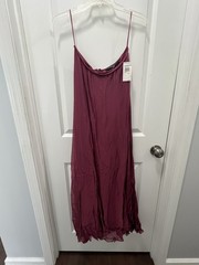 Carmen Marc Valvo Raspberry Silk Satin Slip Dress Cowl Neck Straps 8 17775