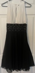 La Nouvelle Renaissance Women&rsquo;s Ivory Black Beaded Waist Colorblock Dress Sz 4