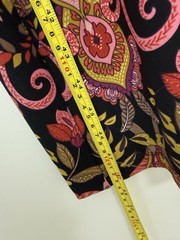Susan Graver Liquid Knit Mockneck Floral Paisley Peasant Hippy Chic Midi Dress L