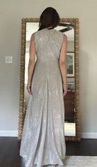 Talbot Runhof Pokario Silver Diamond Voile Sleeveless Gown