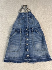 Abercrombie & Fitch Denim Dress Womens 00P Button Front Pinafore Overall Mini