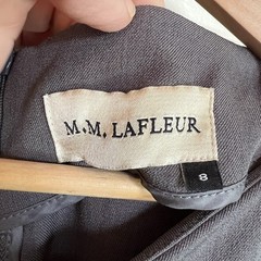 M M LAFLEUR Sheath Dress Sz 8 Gray Office Career Business Pockets Cap Sleeves