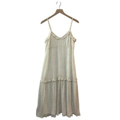 Kut from the Kloth Rebecca Pleat Midi Slip Dress Size L White/Brown Feminine