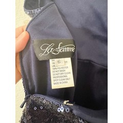 La Femme Navy Sequin Open Side Cocktail Dress Size 6 Formal Mini