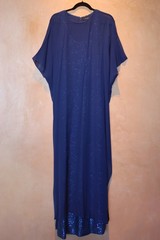 St. John Royal Blue Sequin Chiffon Caftan Overlay Gown Size 4 Evening Formal Dre