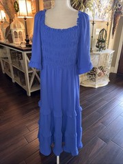 She + Sky Surplice Pintuck Tiered Maxi Dress ROYAL BLUE NEW SIZE 1XL