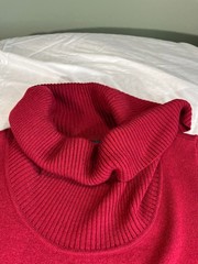 Black Label Evan-Picone Red Sweater Dress XS Cowl Neck Cozy Knit Fall Winter
