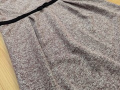 Burgundy Red Melange Tweed Soft Puff Sleeve Velvet Bow Empire Waist Short Dress
