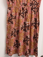 Daniel Rainn Floral Dress RXP Rust Orange Pink Boho Crochet Trim Rayon Lined