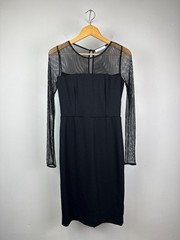 Max Mara Omelia Fishnet Wool Nlend Jersey Dress Midi Black EU 42 Size