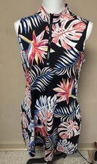 Womens Tommy Bahama Golf Dress black floral poly/spandex, L hawaiian