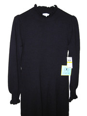NEW CeCe RUFFLED NECK CUFFS KNIT SWEATER DRESS SZ M NAVY BLUE NWT $99
