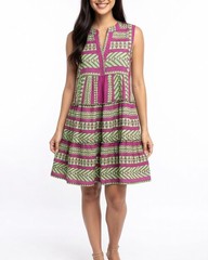 NWT Devotion Twins Sleeveless Ella Tunic in Fuchsia Green A-line Mini Dress S