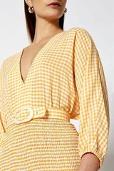 Scanlan theodore gingham shirred dress sunflower yellow size 6