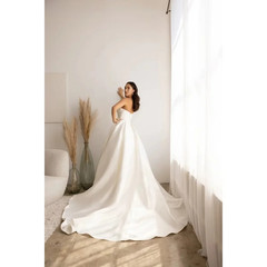 Elegant Ball Gowns Evening Dresses A-line Satin Elegant Dresses White Party Gown