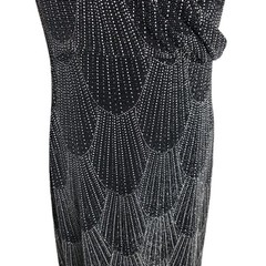 Roman Originals Black Silver Glitter Maxi Dress Wrap V Neck Evening UK 16
