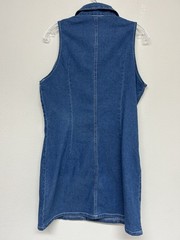 Denim Shirt Dress M Blue Sleeveless Button Front Chest Pockets Casual Western