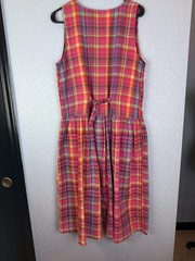 Honors Apparel Dress Womens Medium Plaid Sleeveless Button Front Pockets Bow