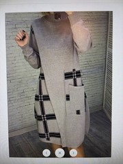 StyleWe Casual Plaid, Asymmetric, Mock Neck Sweater Knee Length Dress, NEW￼