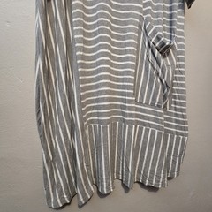 Noen Striped Midi Dress Womens 16 Grey Stretch Lagenlook Slouchy Comfort Pocket