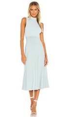 THEORY NEW $435 A Line Sleeveless Dress Compact Rib Sky Glossed Small