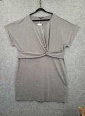 Bloom Chic Dress Womens 28 Short Sleeve Knee Length Rolled Cuff Round Neck Gray