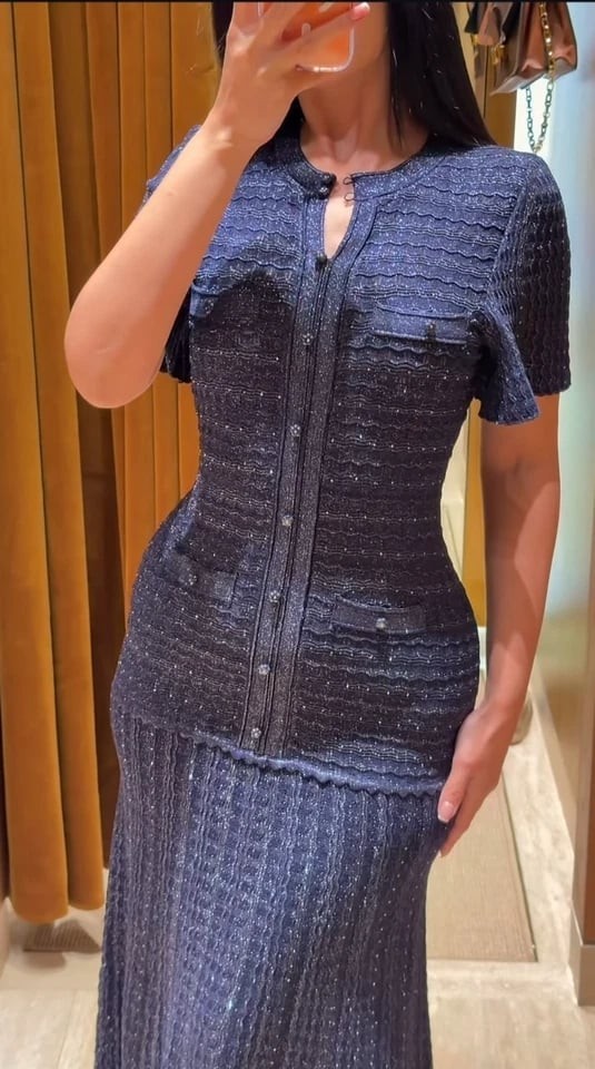 NEW WOMANS RHINESTONE KNIT MAXI DRESS ROUND NECK SHORT SLEEVES UNBRANDED