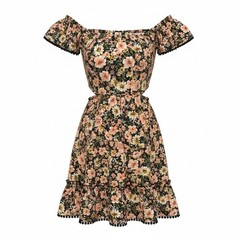 Forever 21 Small Off the Shoulder Black Ditsy Floral Dress