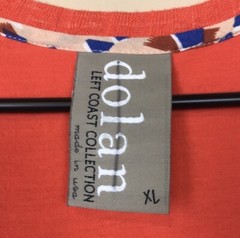 Dolan Women’s Ribbed Knit Orange V-Neck Short Sleeve A-Line Shirt Dress Sz XL