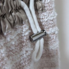 sacai Sleeveless Striped Docking Dress Beige White Cotton Poly Nylon 1 SC0925189