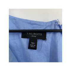 Talbots Dress 16 Petite Blue Butterfly Embroidered Linen Cotton Sleeveless