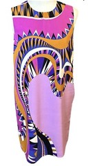 EMILIO PUCCI Sleeveless Multicoloured Wave-Print Tunic Dress- Size S/M IT 42