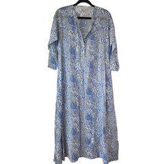 Roller Rabbit Blue Tunic Maxi Dress 100% Cotton Cottage Women&rsquo;s M