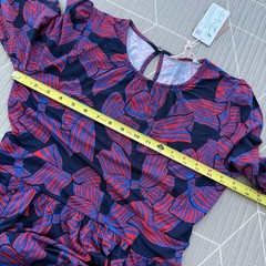NEW Boden Blue Alexandra Bow Blouson Jersey Dress Size 8 Long Pockets Long Slv