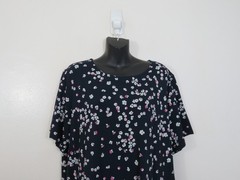 J Jill Size 2X Wearever Floral Shift Dress Pull On Casual Short Sleeve Blue