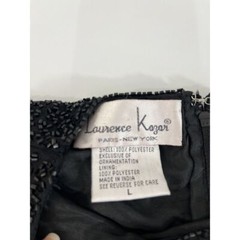 Vtg Laurence Kazar Paris New York Black beaded dress L Cocktail Old Money New