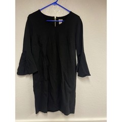 Chicos Black V Neck Bell Sleeve Shift Dress Size 0.5