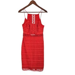 Resort Wear Topshop Tall Red Crochet Lace Cutout Sleeveless Mini Dress Size 6