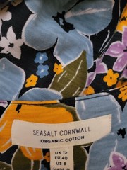 Seasalt Cornwall Chapelle Midi Dress Size 8 Organic Cotton Blue Orange Floral